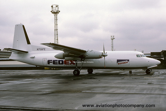 FedEx Feeder Fokker F-27-500 Friendship N708FE at Prestwick (1988)