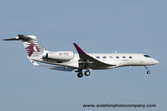 Qatar Executive Gulfstream G650ER A7-CGC at Zurich (2018)