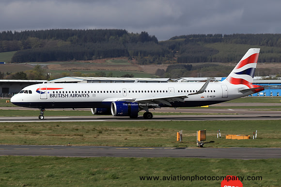 British Airways Airbus A321-251NX G-NEOP at Aberdeen (2019)