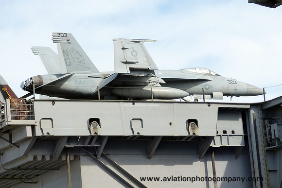 US Navy VFA-97 McDonnell Douglas F/A-18E Super Hornet 168870/NG-303 on board USS John C Stennis in Marseilles Harbour (2019)