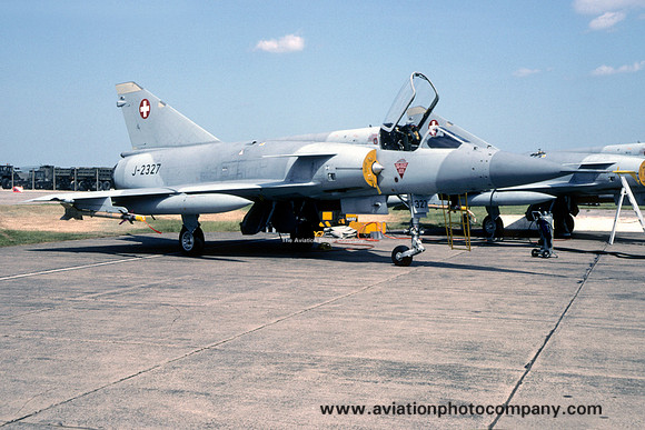 Swiss Air Force Dassault Mirage 3S J-2327 at RAF Waddington (1995)