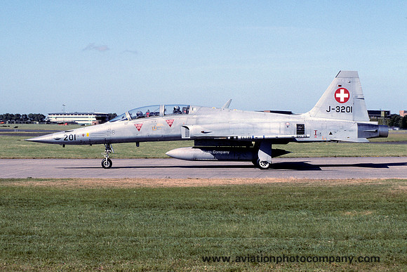 Swiss Air Force Northrop F-5F Tiger J-3201 at RAF Waddington (1995)