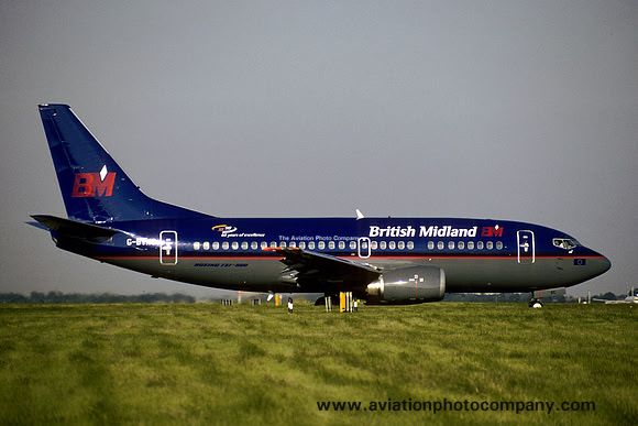 British Midland Boeing 737-500 G-BVKC at London Heathrow (1998)