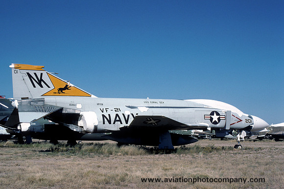 US Navy VF-21 McDonnell F-4N Phantom 153914/NK-201 at AMARC Davis Monthan (1988)