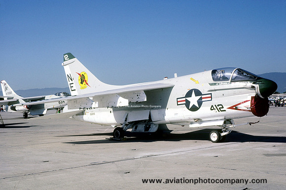 US Navy VA-25 LTV A-7E Corsair 156816/NE-412 at NAS Moffett Field (1980)