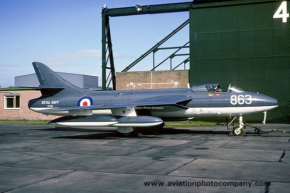 Royal Navy FRADU Hawker Hunter GA.11 XF368/863 at RAF Lossiemouth (1978)