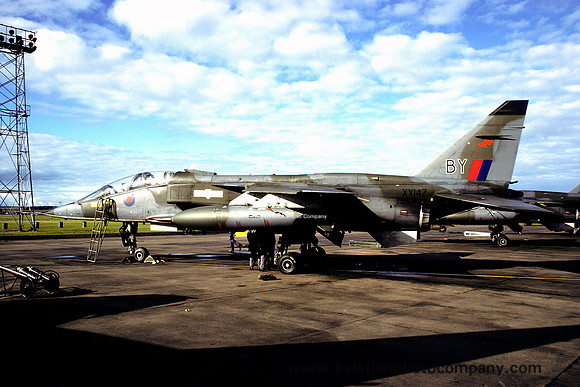 RAF 17 Squadron Sepecat Jaguar T.2 XX147/BY at RAF Lossiemouth (1977)