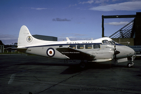 Royal Navy Culdrose Station Flight De Havilland Devon C.2 VP967 at RAF Lossiemouth (1979)