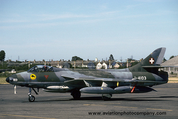 Swiss Air Force Hawker Hunter F.58A J-4103 at Southend (1995)