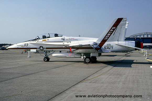 US Navy USNTPS McDonnell Douglas F/A-18B Hornet 161356/03 at NAS Patuxent River (1993)