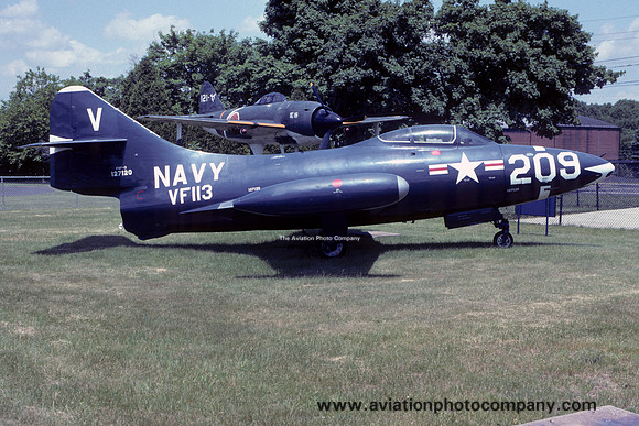 US Navy VF-113 Grumman F9F-3 Panther 127120 displayed at NAS Willow Grove (1993)