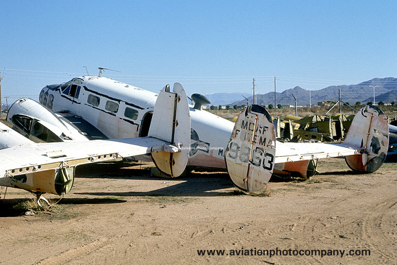 US Marines MCAF Futenma Beech UC-45J Expeditor 39863 stored at Mesa (1976)