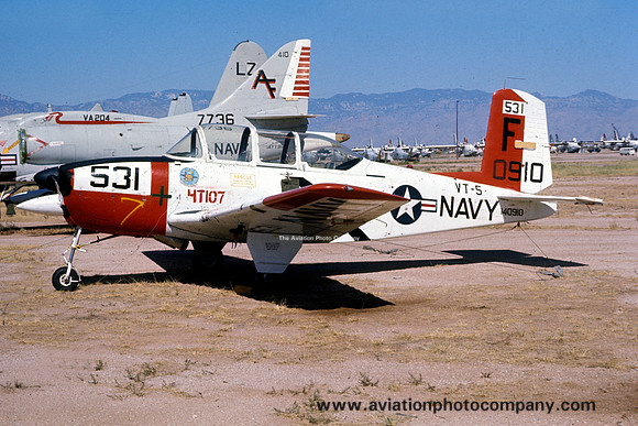 US Navy VT-5 Beech T-34B Mentor 140910/F531 at MASDC Davis Monthan (1975)