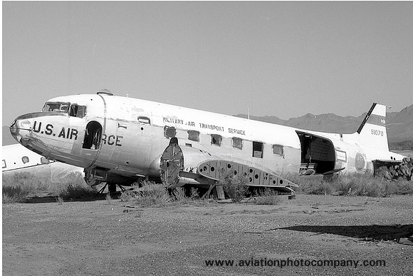 Ex USAF Douglas C-47D Skytrain 45-1070 at Ryan Field (1976)
