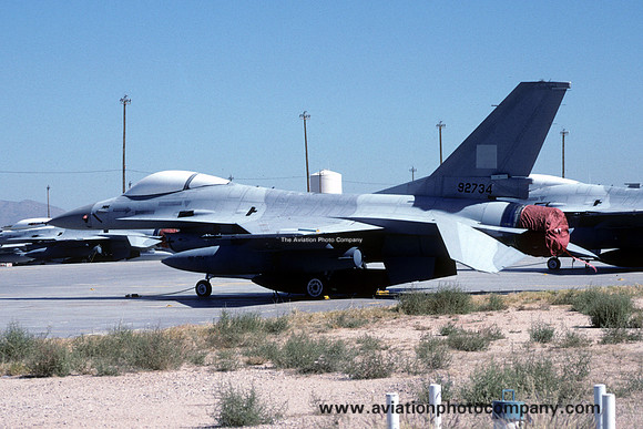 Pakistan Air Force GD F-16C Fighting Falcon 92734 stored at AMARC Davis Monthan (1995)
