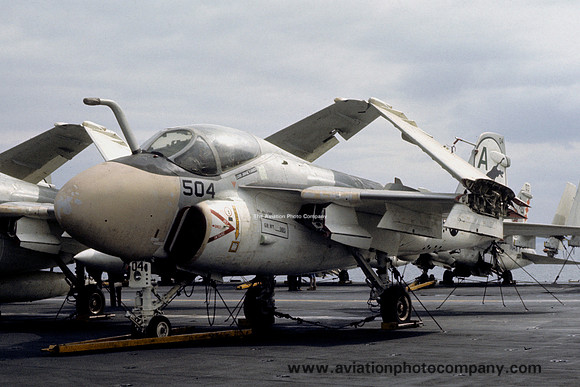 US Navy VA-35 Grumman A-6E Intruder 151807/AJ-502 on board USS Nimitz (1975)