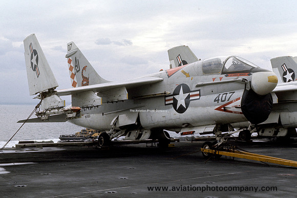 US Navy VA-86 LTV A-7E Corsair 157553/AJ-407 on board USS Nimitz (1975)
