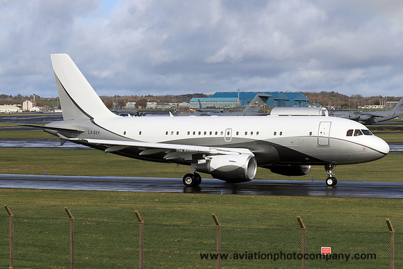 Global Jet Luxembourg Airbus A319-115X CJ LX-GVV at Prestwick (2019)