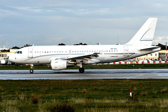 Alpha Star Aviation Services Airbus A319-112 HZ-A4 at Malta Luqa (2020)