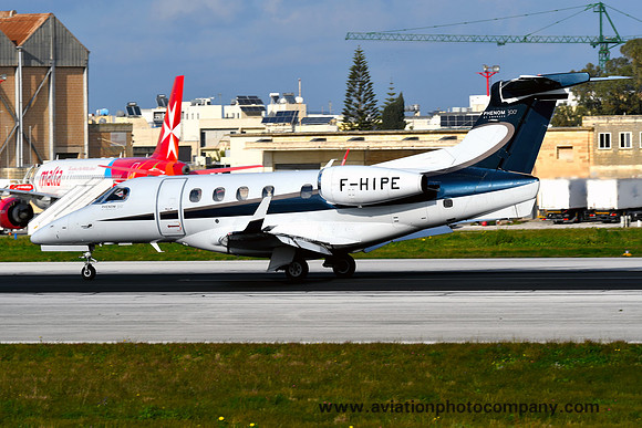 Pan Européenne Air Service Embraer Phenom 300 F-HIPE at Malta Luqa (2020)