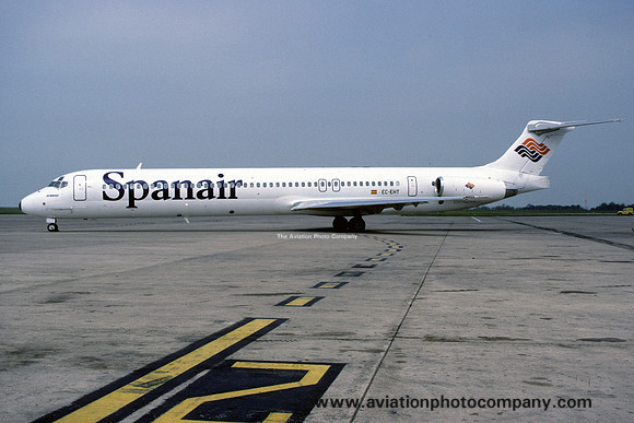 Spanair McDonnell Douglas MD-83 EC-EHT at East Midlands (1988)