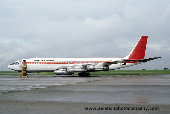 Somali Airlines (leased from British Midland Airways) Boeing 707-338C G-BFLE at East Midlands (1981)