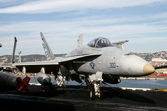 US Navy VFA-82 McDonnell Douglas F/A-18C Hornet 163467/AB-300 on board USS America (1993)