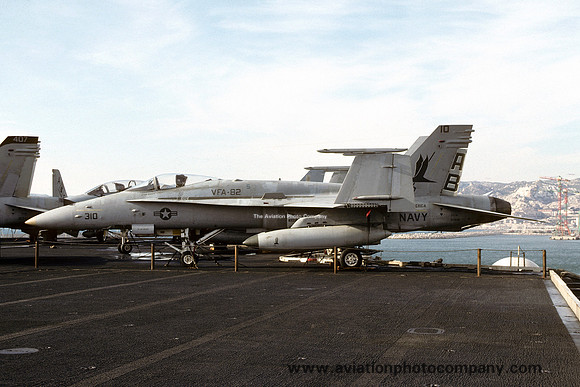 US Navy VFA-82 McDonnell Douglas F/A-18C Hornet 163440/AB-310 on board USS America (1993)