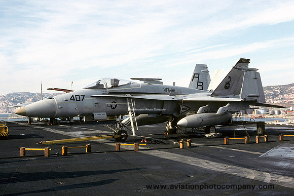 US Navy VFA-86 McDonnell Douglas F/A-18C Hornet 163446/AB-407 on board USS America (1993)