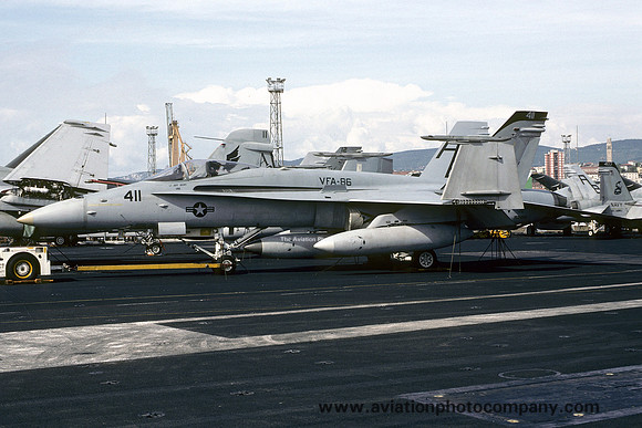US Navy VFA-86 McDonnell Douglas F/A-18C Hornet 163466/AB-411 on board USS America (1993)