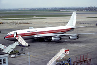 Kenya Airways (leased from British Midland) Boeing 707-321 G-AYXR at London Heathrow (1977)