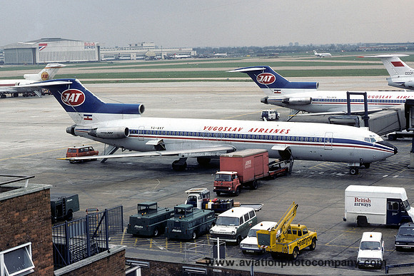 JAT Yugoslav Airlines Boeing 727-2H9 YU-AKF at London Heathrow (1977)