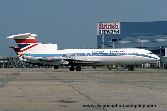 British Airways Hawker Siddeley HS.121 Trident 1E G-ASWU at London Heathrow (1977)