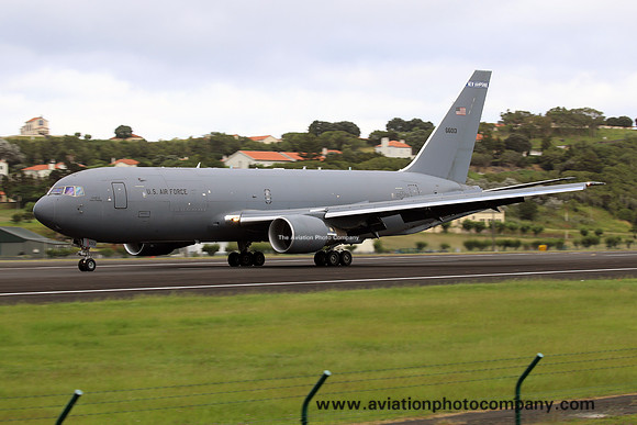 USAF New Hampshire ANG 133 ARS Boeing KC-46A Pegasus 16-46013 at Lajes (2023)