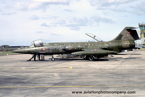 Danish Air Force Esk 726 Lockheed F-104G Starfighter R-754 at RAF Lossiemouth (1985)