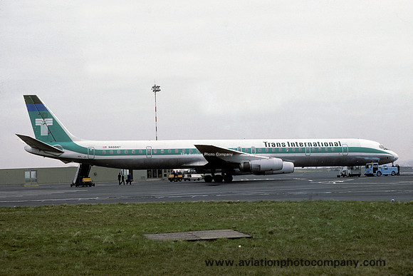 Trans International Airways Douglas DC-8-63 N4866T at Newcastle (1979)
