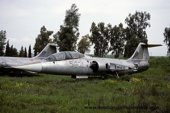 Greek Air Force Lockheed TF-104G Starfighter 5901 stored at Tanagra (1996)
