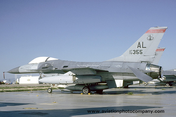USAF Alabama ANG 160 FS General Dynamics F-16A Fighting Falcon 79-0355/AL at AMARC Davis Monthan (1993)