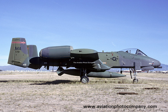 USAF Massachusetts ANG 131 FS Fairchild A-10A Thunderbolt 78-0721/MA at AMARC Davis Monthan (1993)