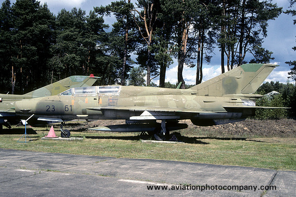 German Air Force Mikoyan MiG-21UM 23+61 displayed at Finow (1999)
