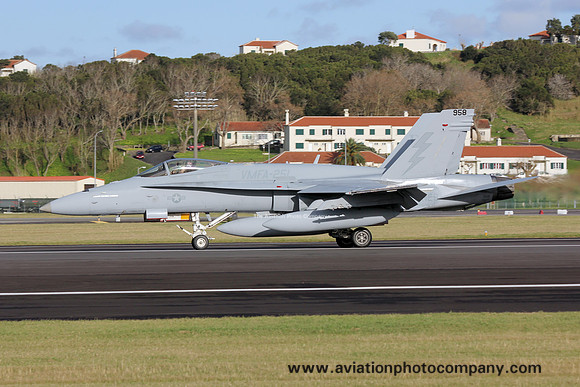 US Marines VMFA-251 McDonnell Douglas F/A-18C Hornet 164958/DW-958 at Lajes (2020)