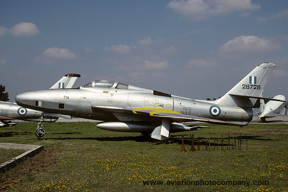 Greek Air Force Republic RF-84F 28728 displayed at Larissa (1996)