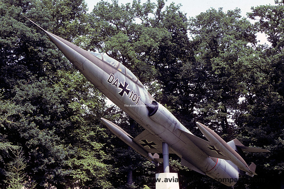 German Air Force Lockheed TF-104G Starfighter DA+101 displayed at Norvenich (1982)