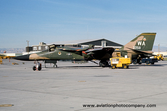 USAF 57 TTW GD F-111E Aardvark 68-0058/WA at Nellis AFB (1975)