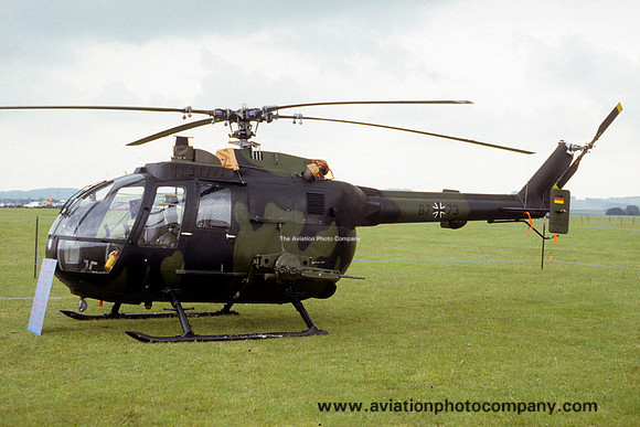German Army PAR16 Bolkow Bo105P 87+73 at Middle Wallop (1986)