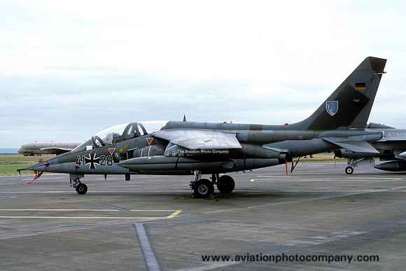 German Air Force JBG43 Dassault/Dornier Alpha Jet 41+28 at RAF Lossiemouth (1986)