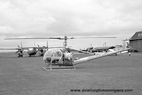 British United Airways Hiller 360 UH-12C G-AOZS at Newcastle Woolsington (1961)