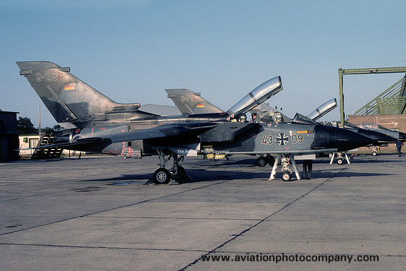 German Air Force TTTE Panavia Tornado IDS 43+09/G-28 at RAF Lossiemouth (1983)