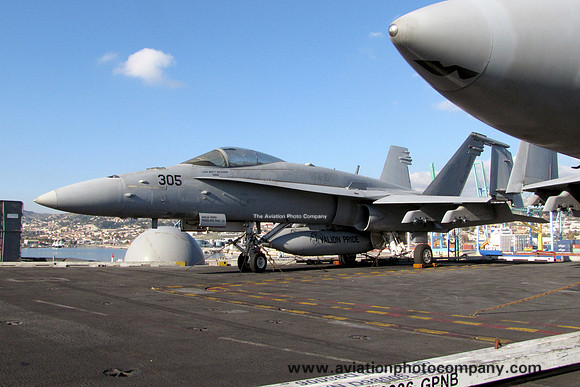 US Navy VFA-15 McDonnell Douglas F/A-18C Hornet 164661/AJ-305 on board USS George HW Bush (2011)