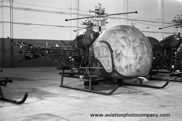 Army Air Corps Westland Sioux AH.1 XT184 stored at Wroughton (1976)
